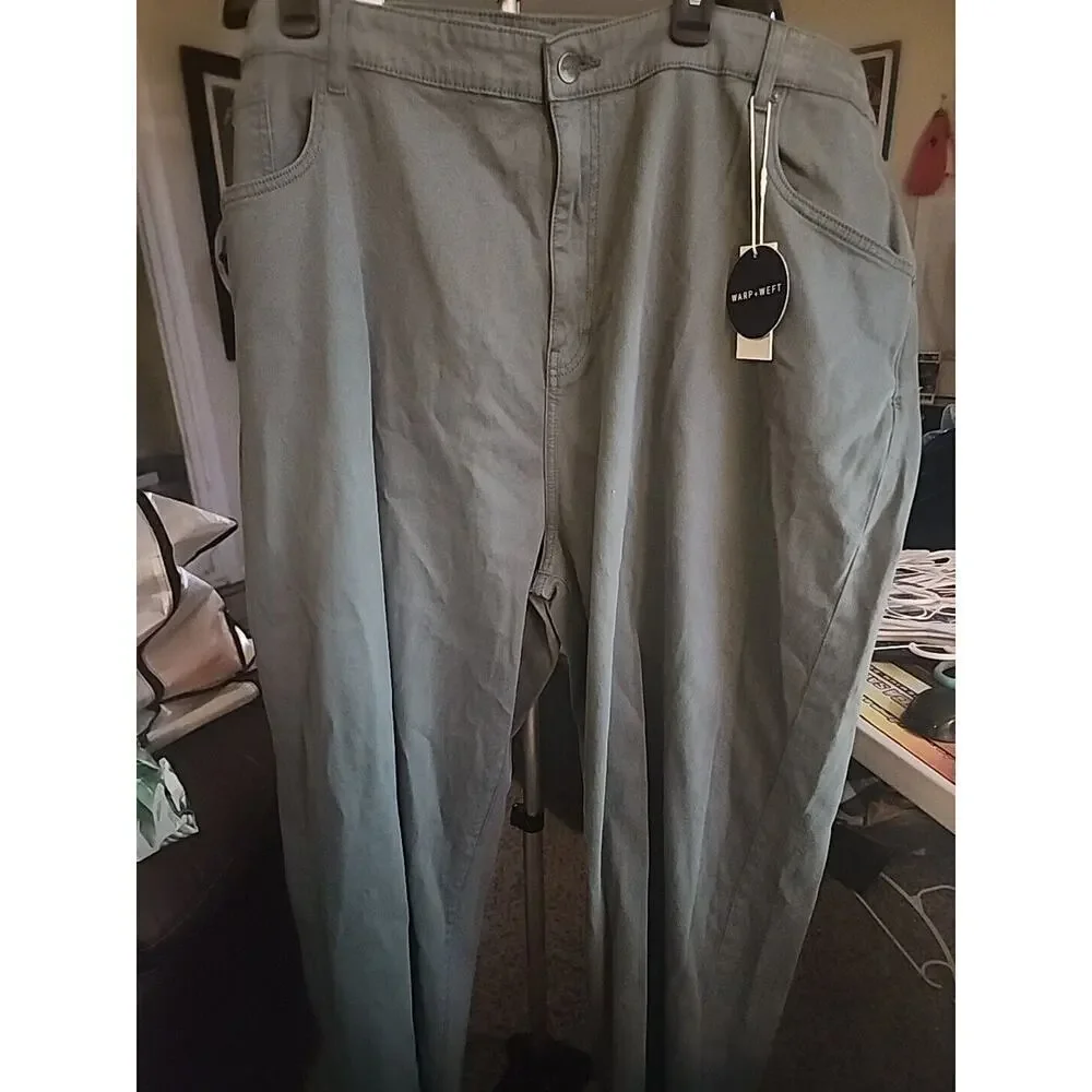 WARP + WEFT Dublin Relaxed Straight Olive Green Jeans Size 48x30 NWT‎ CR3 New